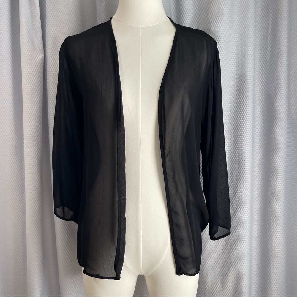 Classic Black Sheer Layering Cardigan S Goth Coquette Whimsigoth Fairycore Boho - Picture 9 of 9
